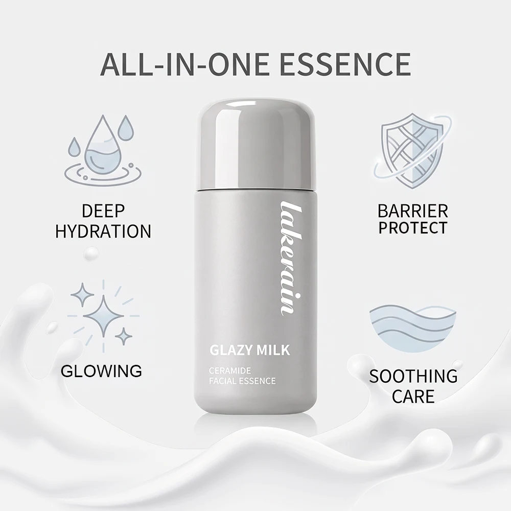 Glazy Milk Ceramide Facial Essence Barrier Repair Milky Texture Lightweight Easily Absorbed Deep Hydrating Glowy Skin Face Serum