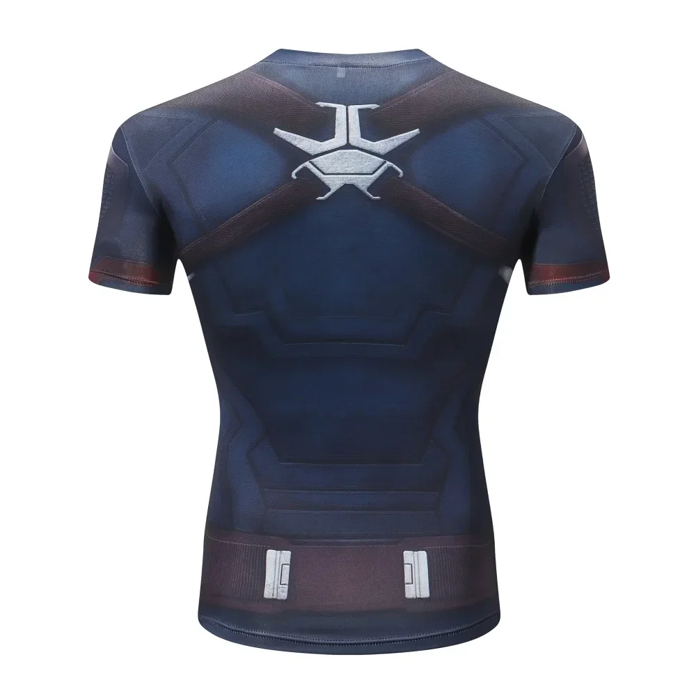 Superhero Captain America Shirt 3D Digital Autumn Hot Fashion Long Sleeve Cosplay Tops Sports Fitness Shirt Loose Streetwear