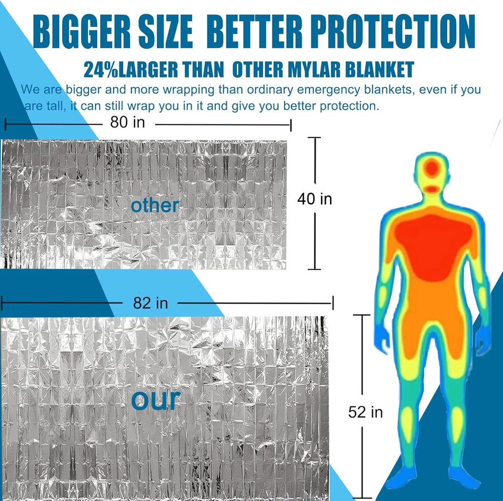 Manta térmica Mylar de emergencia para supervivencia, manta espacial de lámina para la nariz, calentador corporal para exteriores, equipo de
