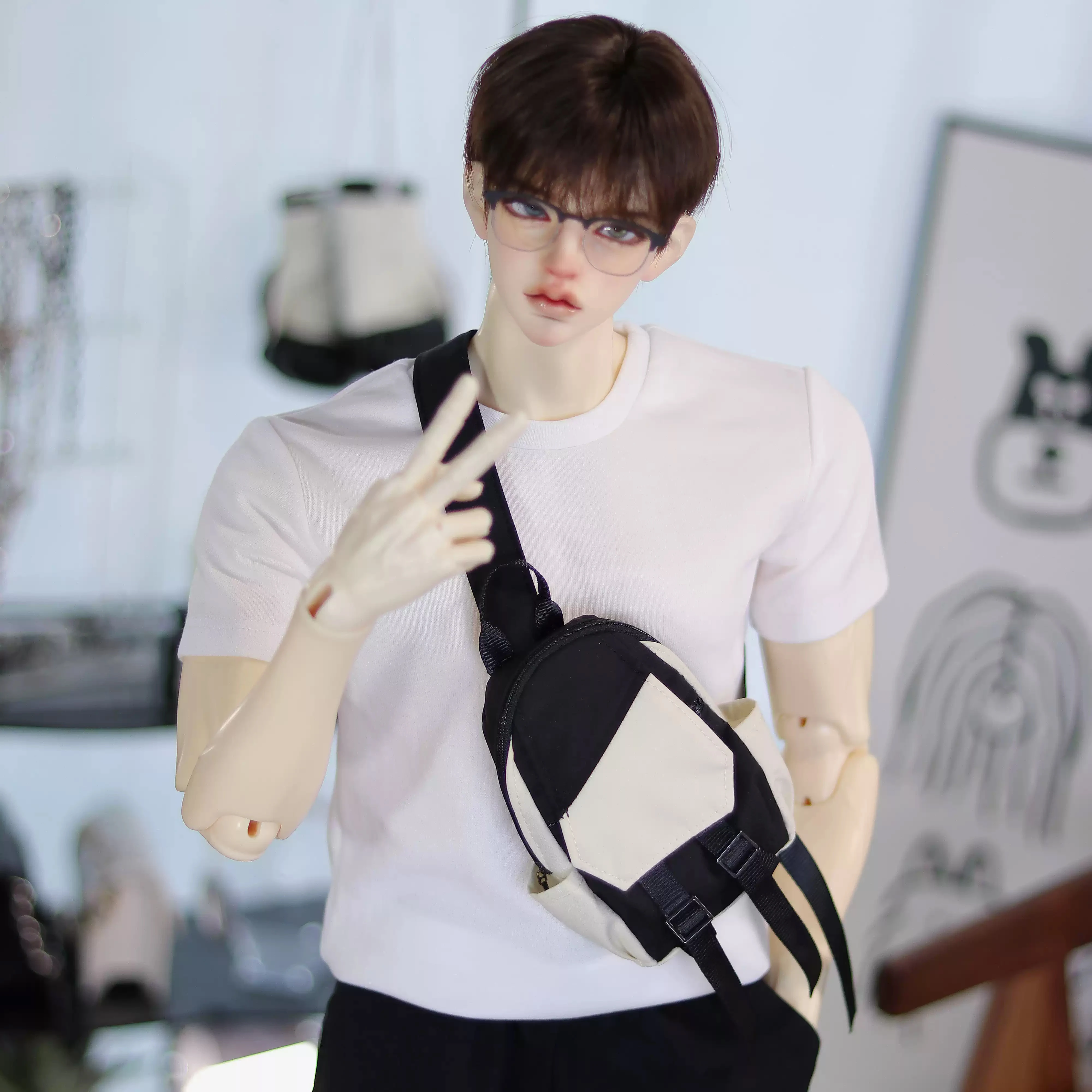 D09-P798 children handmade toy 1/4 dfh uncle ID75 DZ75 BJD/SD Doll accessories Color blocked crossbody bag 1pcs