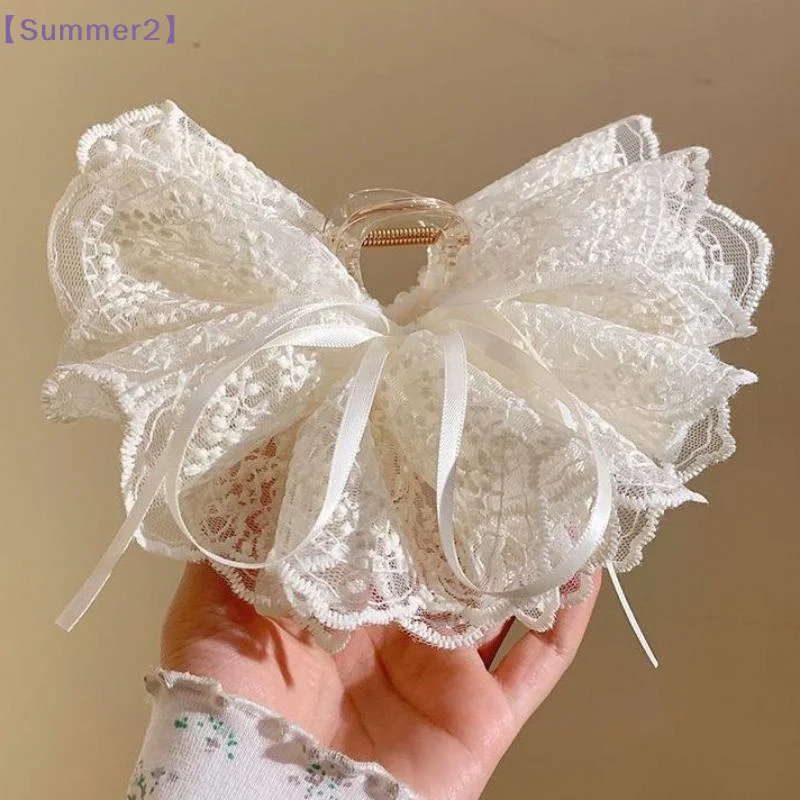 【Xia2】French Elegant White Lac - Hair Clip Claw Large ulasan dan harga