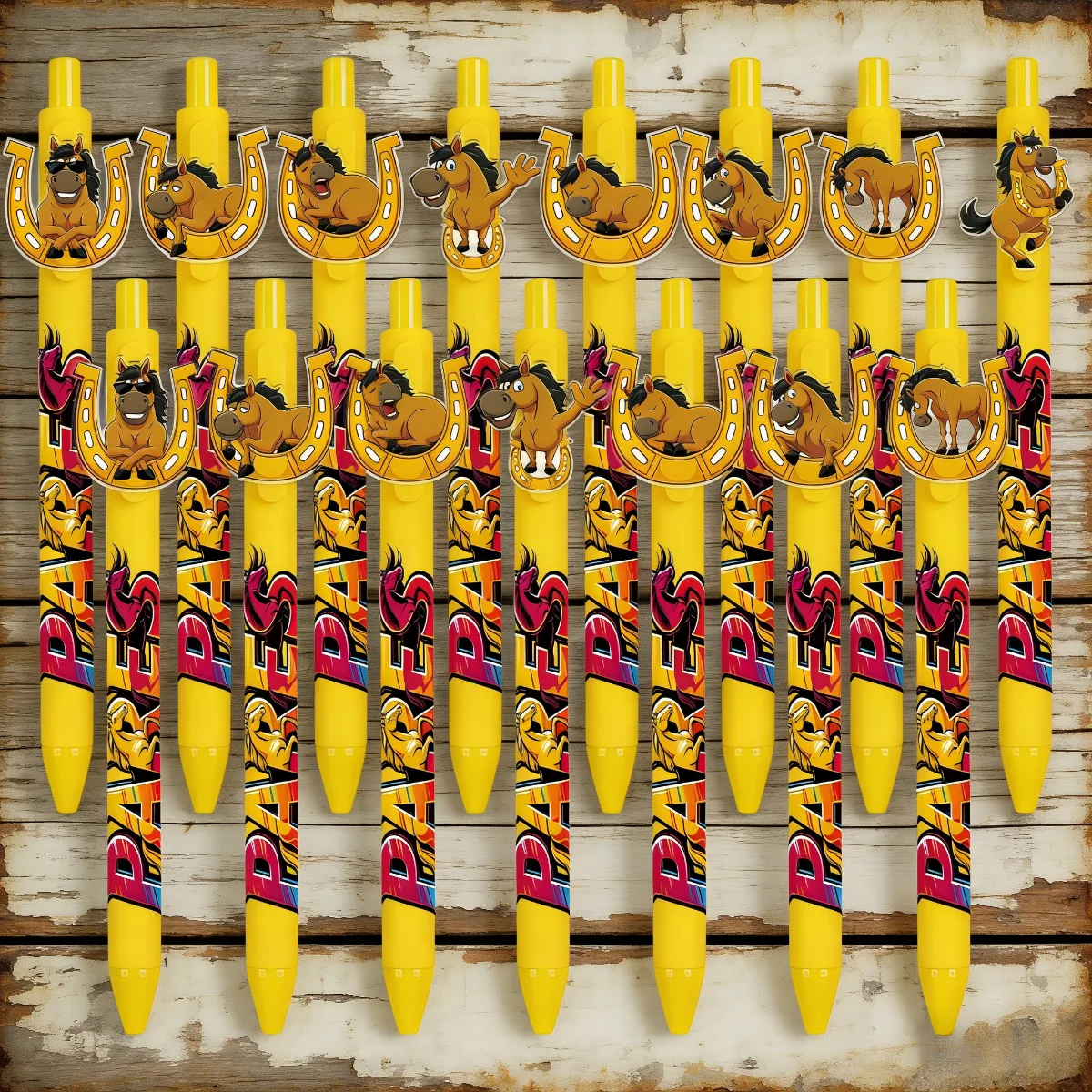 8 pieces / 15 pieces horse-themed push-button ballpoint pens. Gift pens for equestrian enthusiasts. Gift pens for animal lovers.