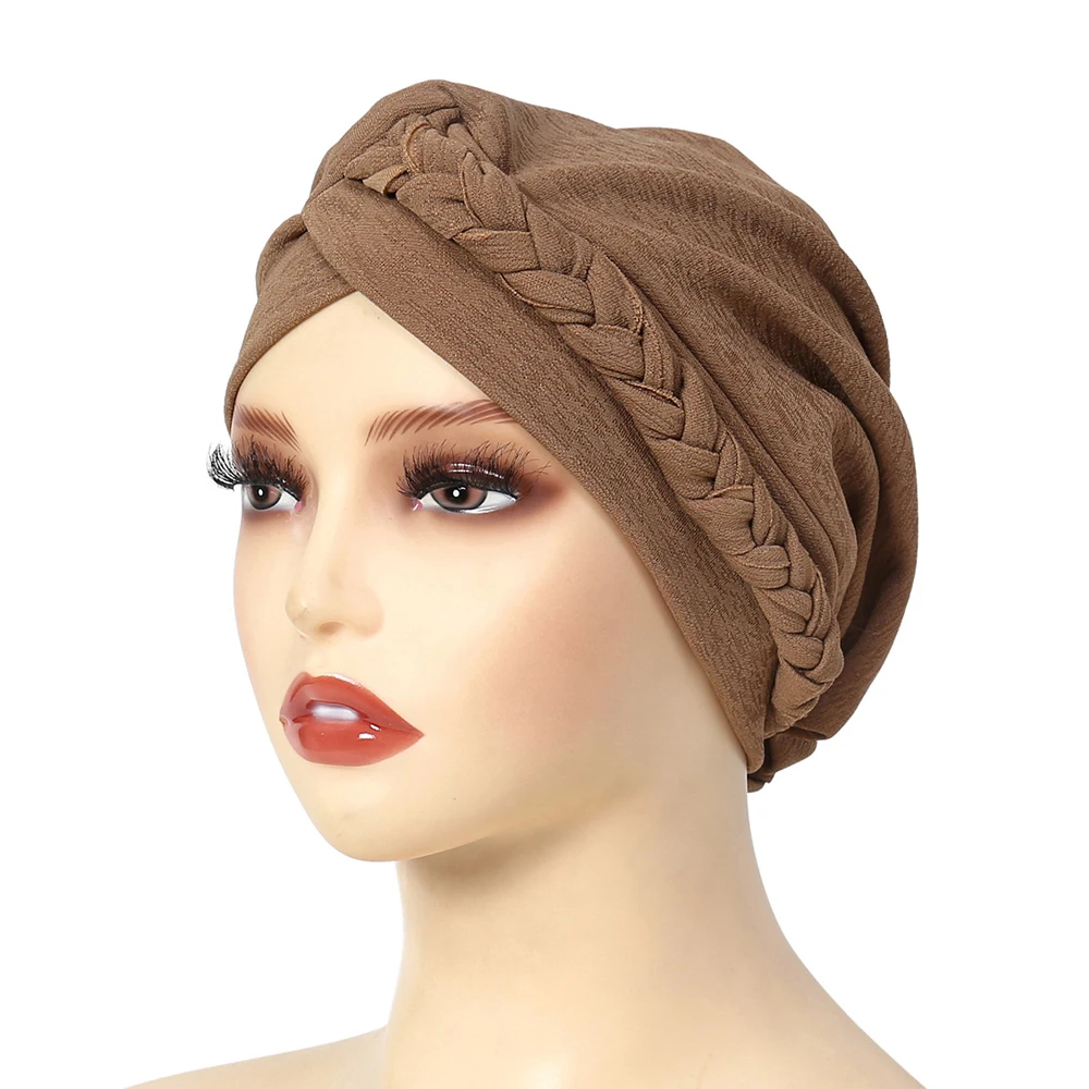 Fashion Braid Headscarf Hat Women Muslim Inner Caps Turban High Quality Ladies Hair Cover Headwrap Multi-Color Headscarf RIMAIRE