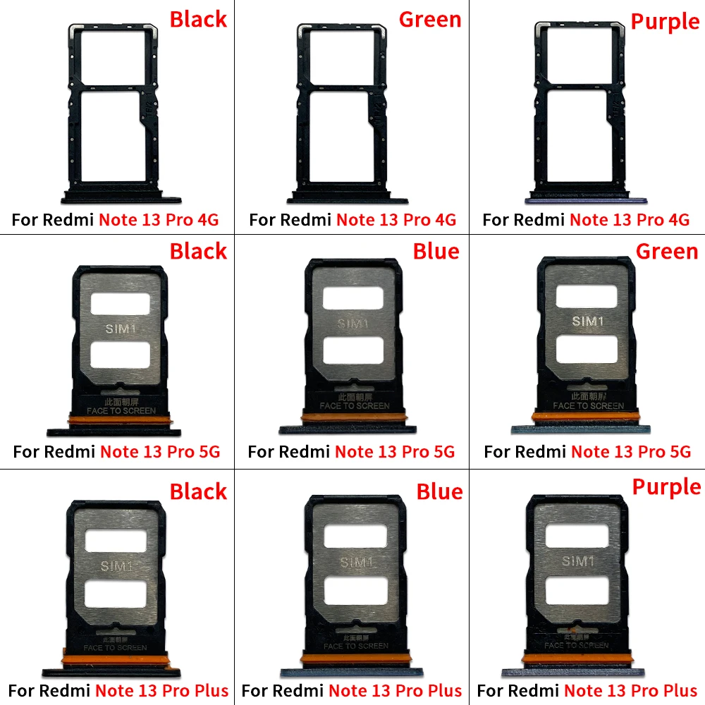 10 Pcs For Xiaomi Redmi Note 13 Pro 4G 5G / Note 13 Pro Plus Sim Card Reader Holder SIM Card Slot Replacement Repair Parts