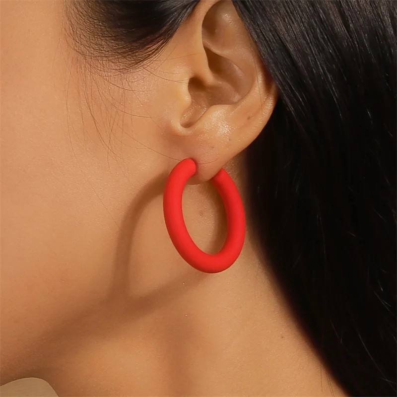 Aihua Koreanische Einfache Große Runde Hoop Ohrringe Für Frauen Bunte Geometrische Kunststoff Übertrieben Ohrring Trendy Ohrringe Schmuck – Detail 6