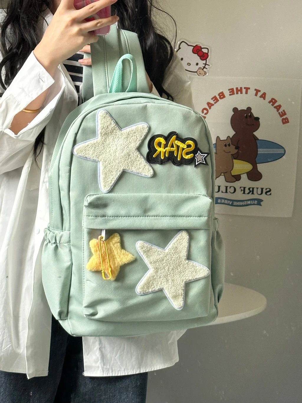 Star Backpack Niche Design Bags 2025 Autumn Korean Chic Cute Girl Schoolbag Spice Girl Chic Style Leisure Students Backpack
