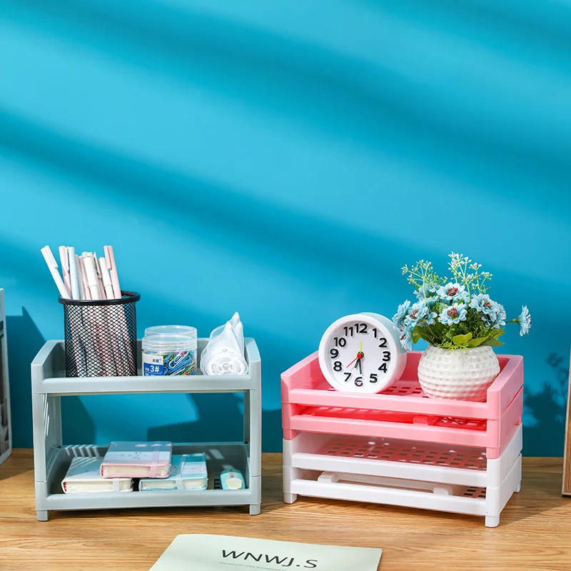 

Bathroom double shelves, bathroom cosmetics storage shelves, tabletop plastic kitchen countertop organizers