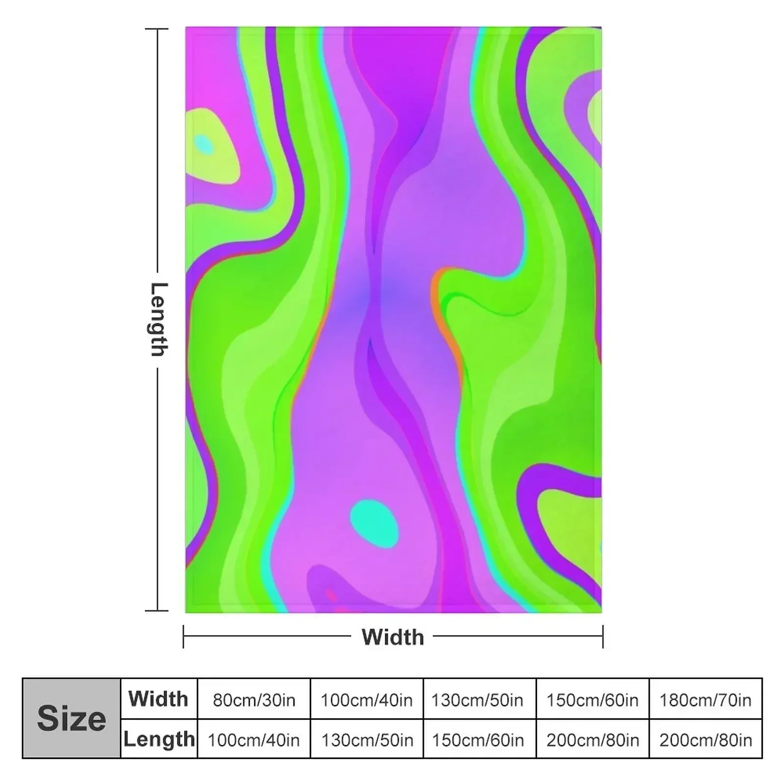 Neon Swirl Pattern - Purple and Green Throw Blanket Personalized Gift sofa bed Luxury Large Blankets - view 2