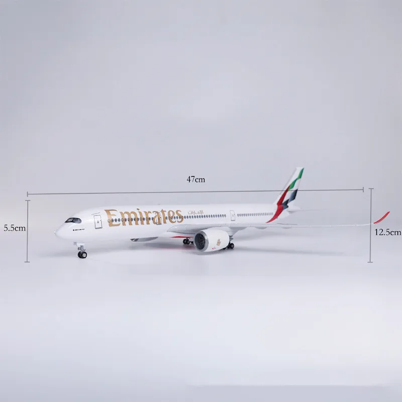 새로운 1:142 스케일 47cm 에미레이트 A350 비행기 모델 레진 다이캐스트 비행기 랜딩 기어 포함 수집 전시 장식 선물 팬
