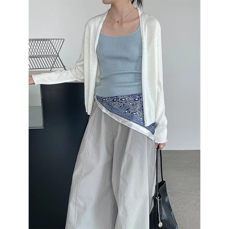 

TaoChuan Korean Sle Loose oulder Wrap Women's Autumn Versatile Air Conditioning Outer Skin Top Simple Knitted Sweater