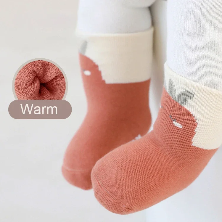 2023 Winter New Newborn Baby Socks Terry Toddler Anti-slip Baby High Long Socks Cute Sleeping Floor Stockings New Year Costume