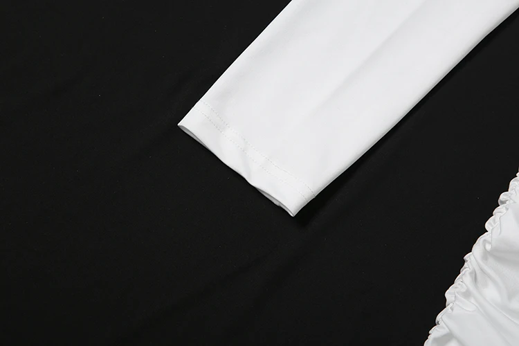 Weird Puss Elegantes Mini-Kleid mit Raffungen für Damen, Herbst-Trend, Metallverzierung, tiefer Ausschnitt, lange Ärmel, Abend-, Ball- und Party-Stil, figurbetont – Detail 8