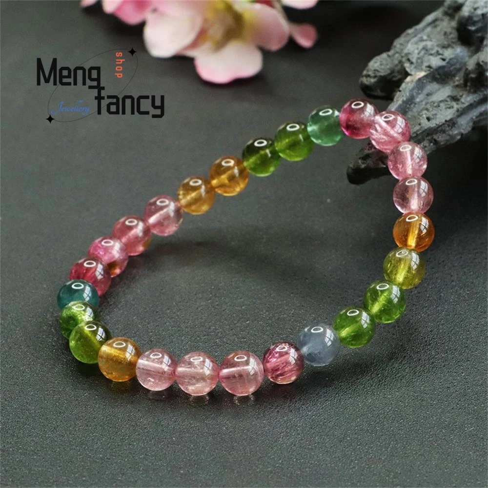 Natural Tourmaline Bracelet Brazilian Old Mine Vitreous Body Ice Bracelet Crystal Coloured Treasure Fine Luxury Fashion Jewelry