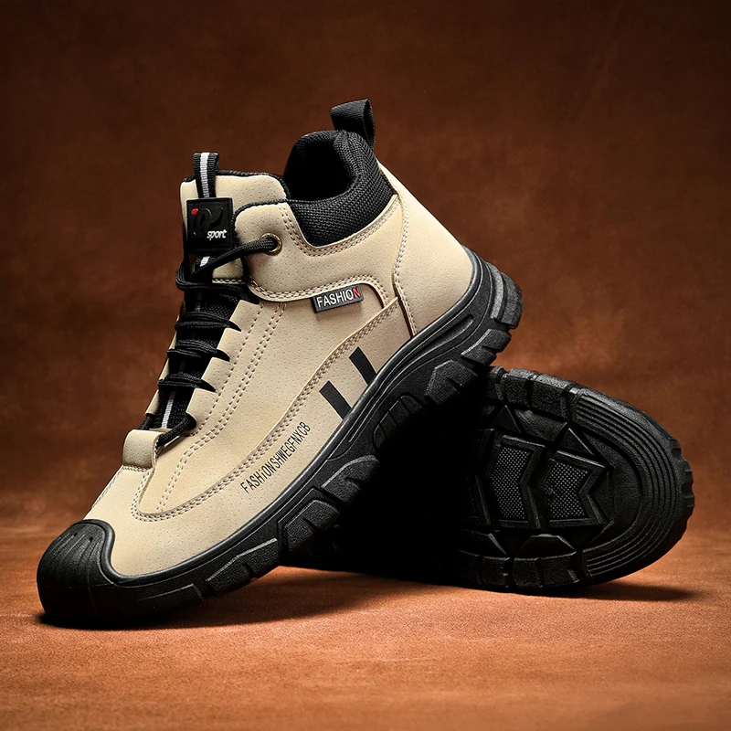 

Men Retro Trendy Short Boots Outdoor Work Mountaineering Fashion Versatile Casual Sports Shoes Thick Soled Wear Resistant Shoes