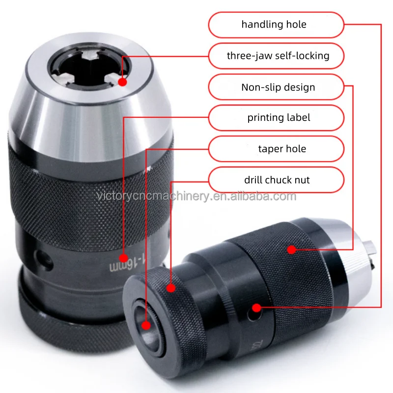 1-20mm B22 Self Tightening Keyless Drill Chuck Locking Type Drill Clamp Keyless Lathe Drill Chuck for Lathe Machine