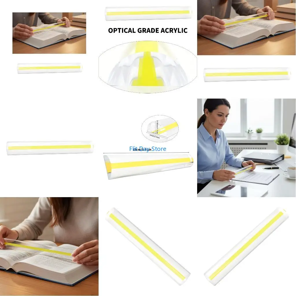 F92C Easy Carry Not Slip Acrylic Reading Aid Magnifier Bar 6 Inch Perfect for Commuters Outdoor Enthusiasts Daily Documentation