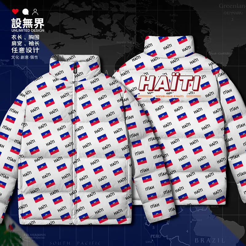 Haiti Haitian Hayti Ayiti country flag White duck down Jackets Outdoor fashion mens new Man Design jacket Winter down coat