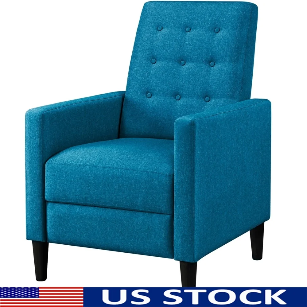 Modern Push Back Recliner Chair Tufted Fabric Pocket Spring Indoor Adjustable Footrest Comfortable Sturdy Easy Assembly For