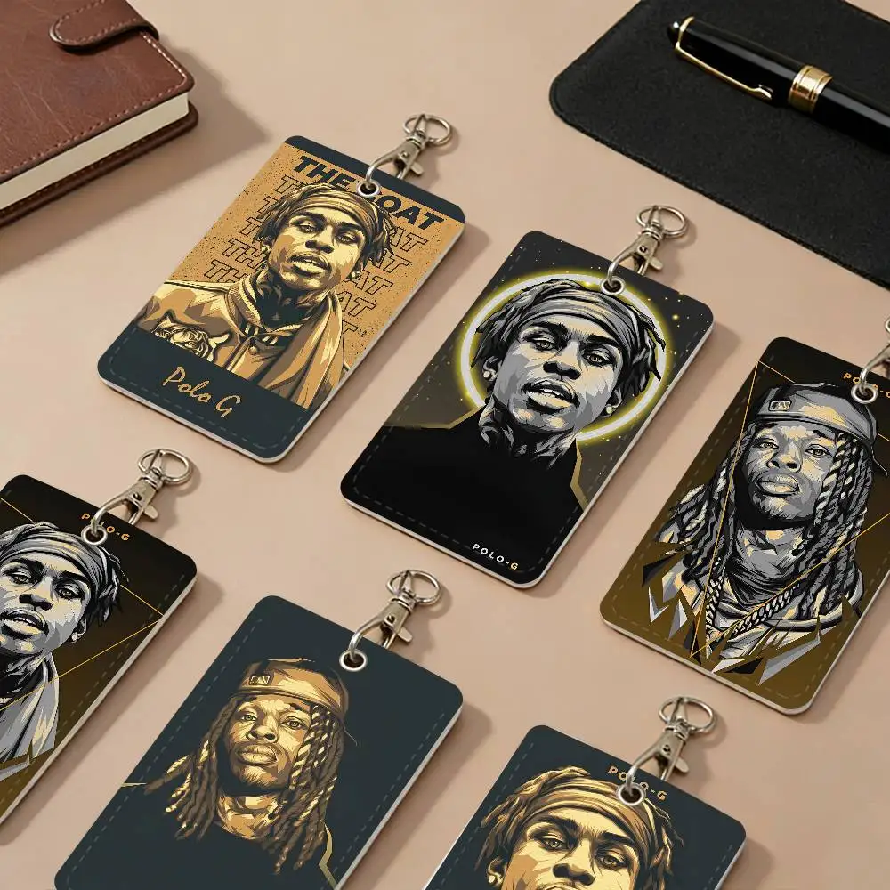 Vintage Polo G Hot Hop Rapper PU Leather Card Holders Anti-lost Protective Cover Cases Cards