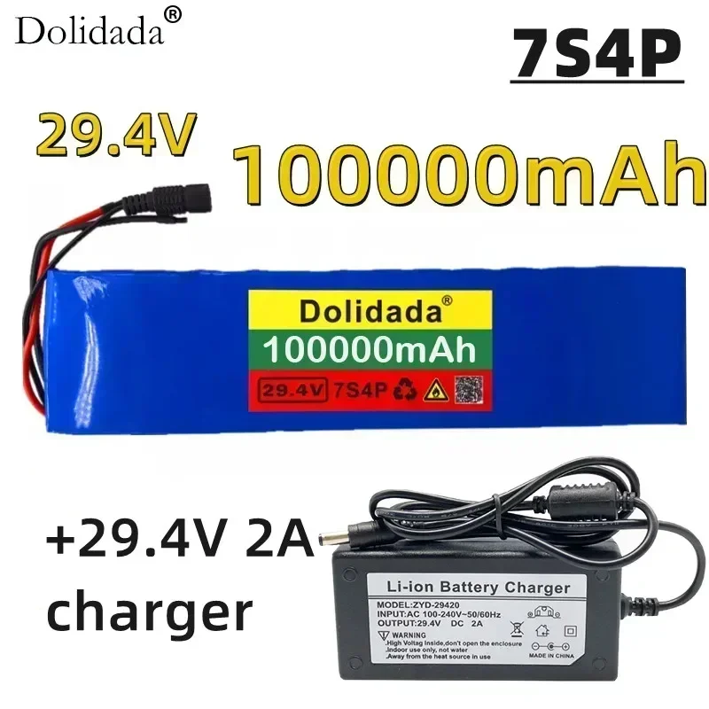 7S4P 24V 28ah 29.4V Voor Lithium-Ion Batterij Ingebouwde Bms Elektrische Fiets Eenwieler Scooter rolstoel Motor + Lader