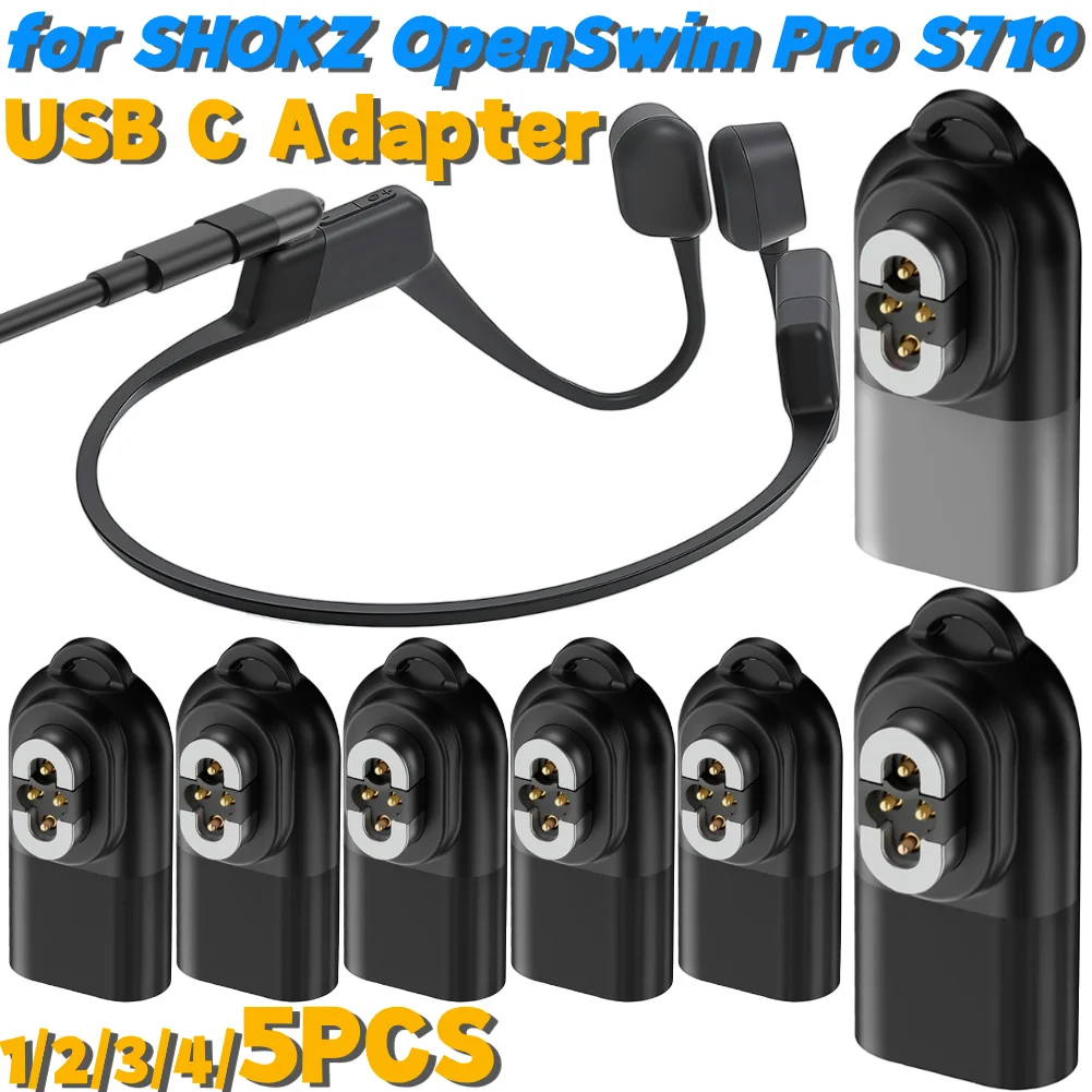 1-5PCS For Shokz Charger Adapter USB C Charging Cable Adapter Fast Charging USB C Adapter for SHOKZ OpenSwim Pro S710 Headphone