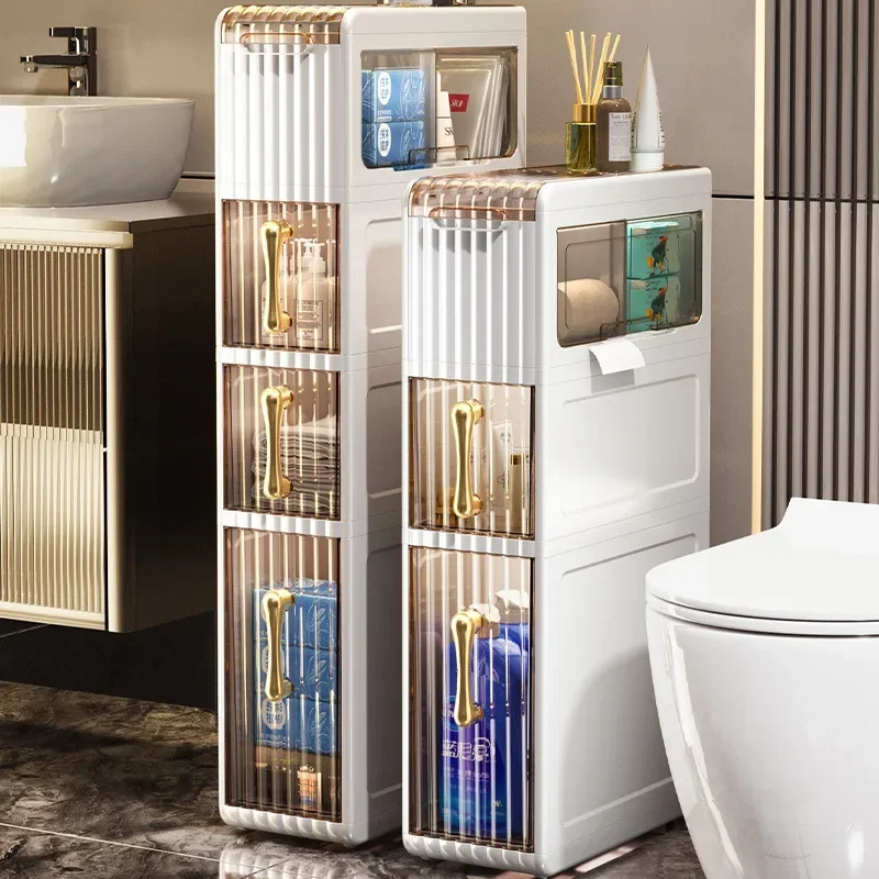 

Simplicity Modern Slit Cabinet in Luxury Storage Rack Bathroom Toilet Acrylic Floor Storage Sabinet Kitchen Drawer Organizer