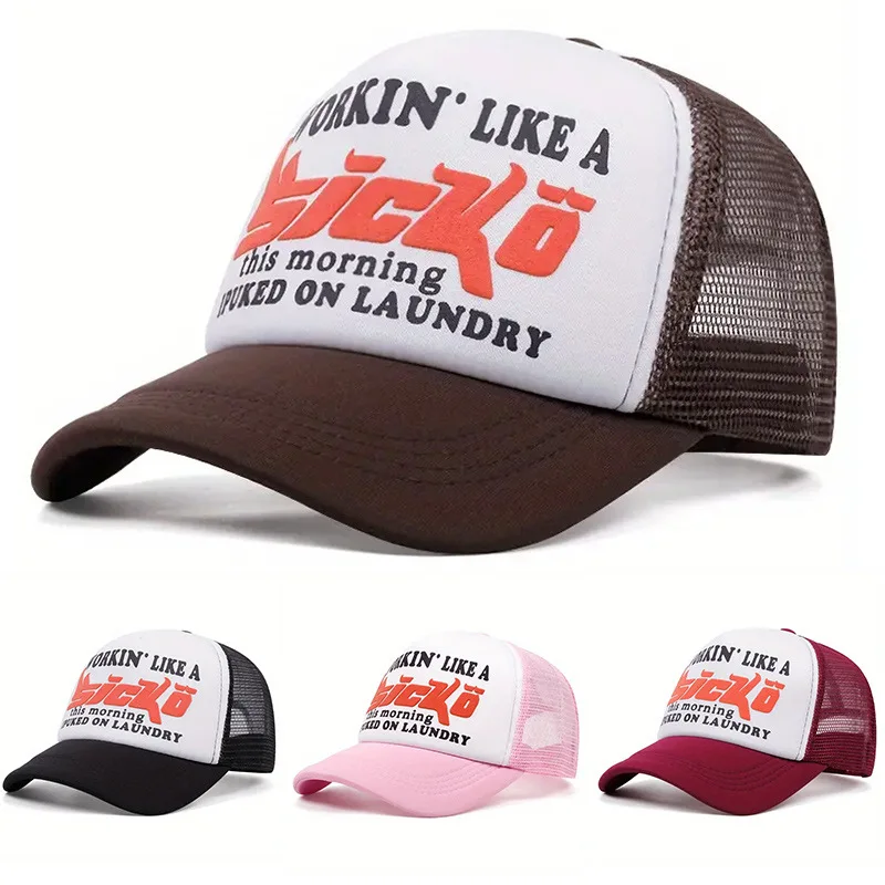 Vintage Sicko Street Letter Trucker Hat IAN CONNOR SICKO Mesh Hats 3D Print Baseball Cap Hip Hop Decoration Caps