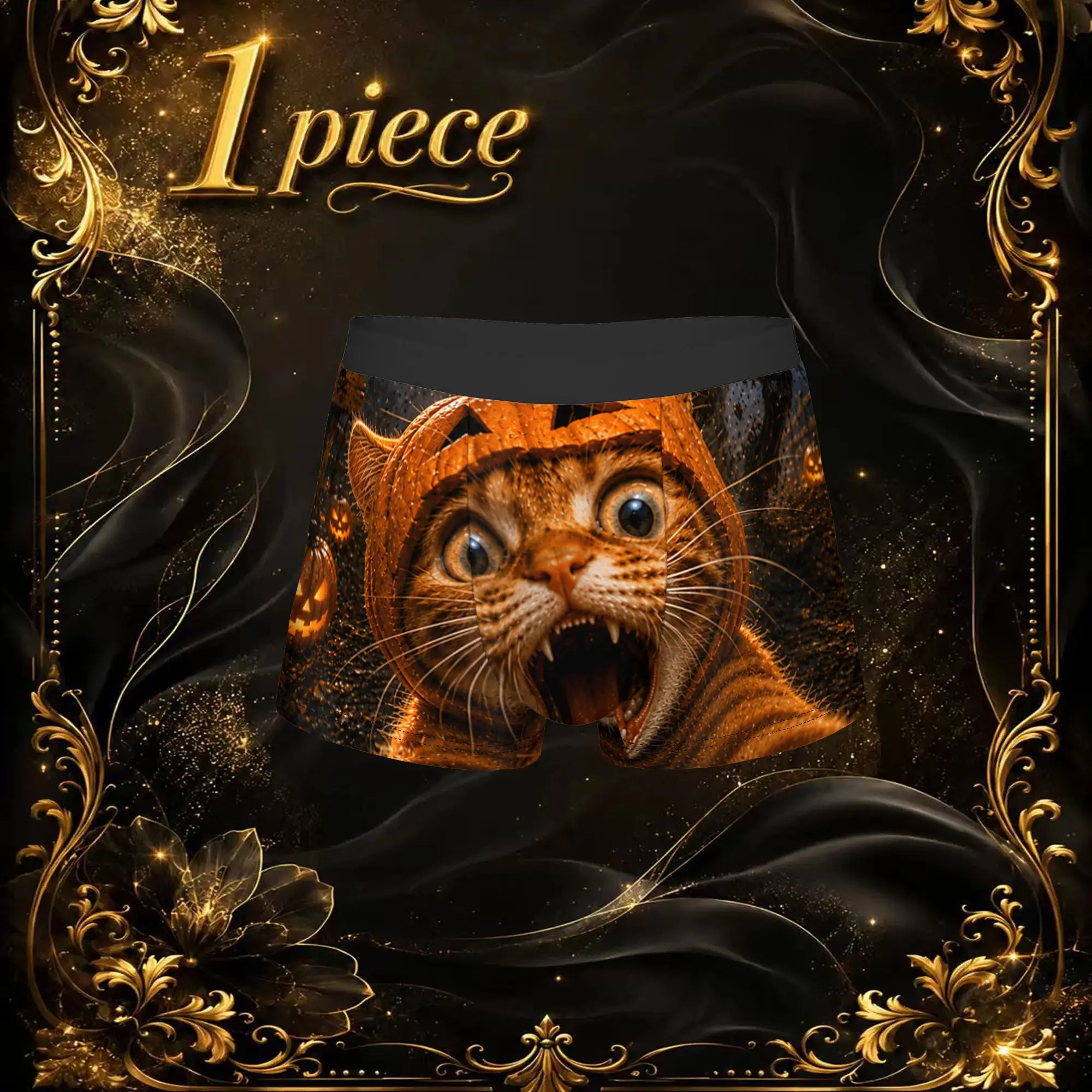 1pc Popular Funny Halloween Selfie Cat Moon Night boxers  Personalized Panties Men's Underwear Ventilate Shorts Boxer Briefs