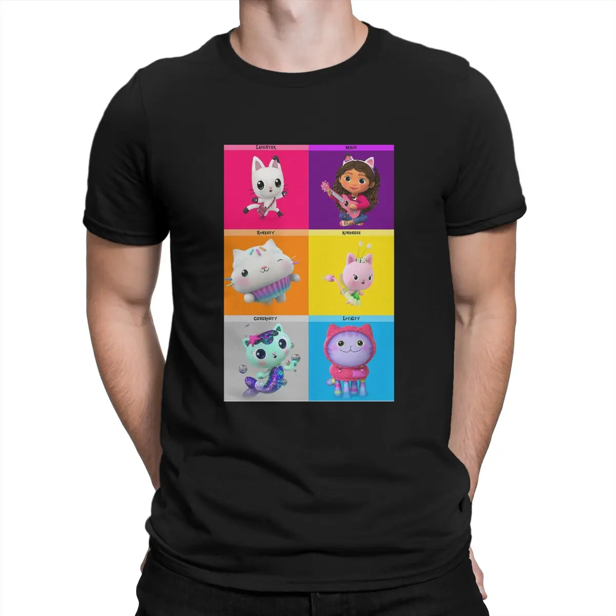 Men T-Shirt Doll Puzzle Creative Cotton Tees Short Sleeve Gabby's Dollhouse T Shirts Crewneck Clothing Gift