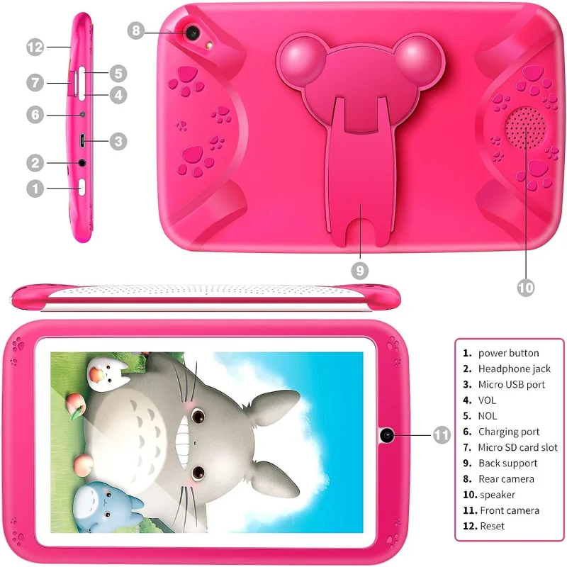 Hot Sales 7 INCH E98 Android 10.0 KID Gift Tablet PC 1GBRAM +16G ROM With Silicone Bracket Case  Dual Camera Quad Core WIFI