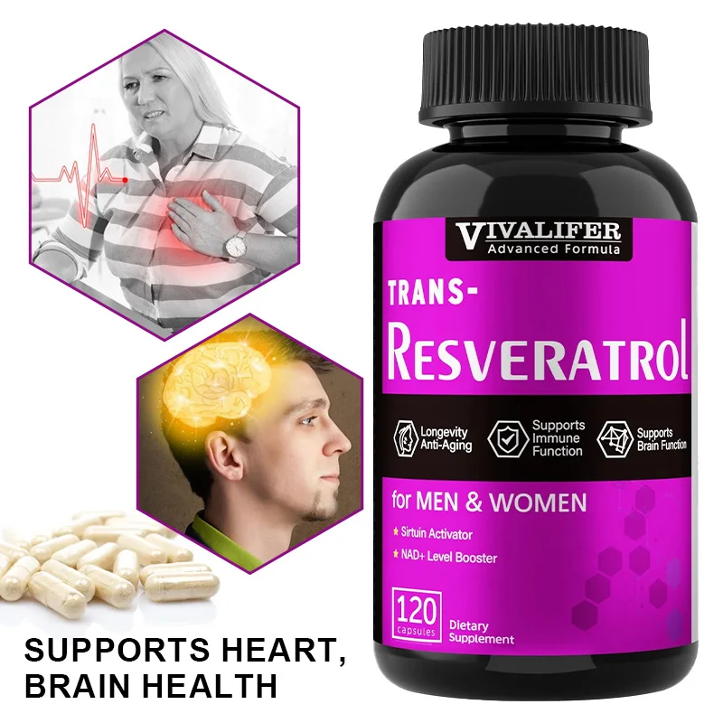 VIVALIFER Resveratrol 1240 Mg, 120 Capsules - Anti-aging, Immunity, Joint Support