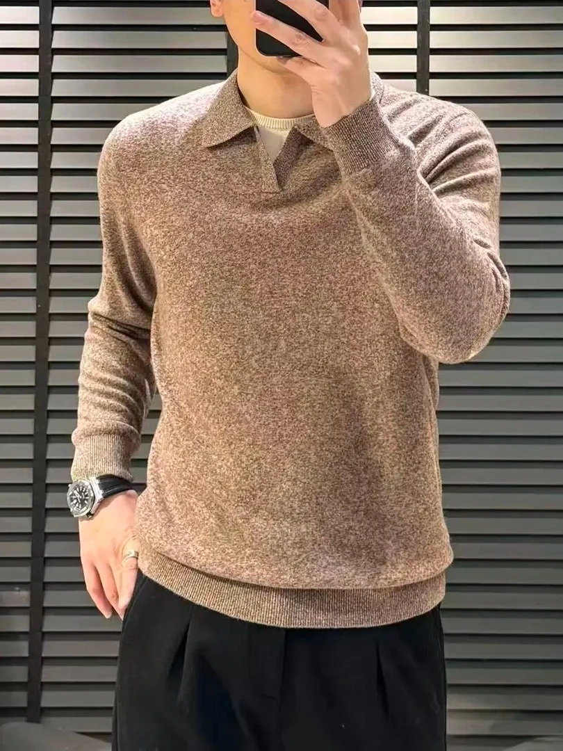 

Высококачественный вязаный свитер для мужчин: модный, повседневный, осенне-зимний, новинка, имитация двухслойности, комфортный, мягкий, средней толщины