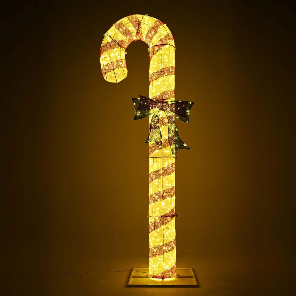 8 FT LED Cane-Shaped Candy Christmas Decoration Multi-Function Portable Outdoor/Indoor Lawn Lighting with Easy Installation
