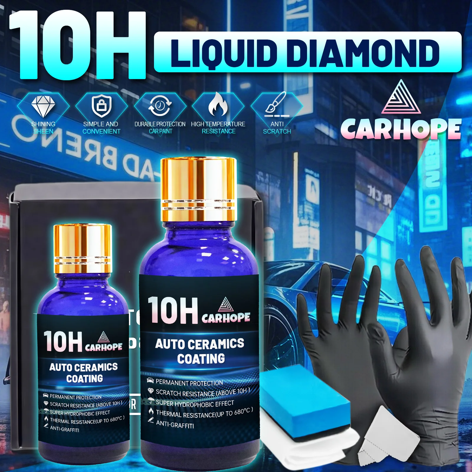 

CARHOPE 30 мл x 2 керамического покрытия для автомобилей 10 часов, спрей для керамического покрытия, водонепроницаемое автомобильное покрытие, комплект керамического покрытия премиум-класса
