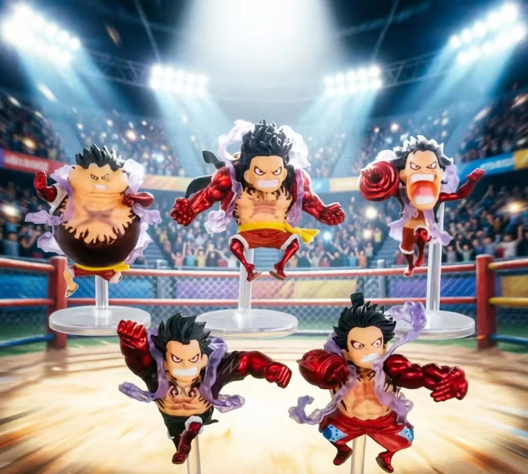 5 Stück/Set Q-Version One Piece Gear 4 Luffy Actionfigur Elastisches PVC-Modell Sammlerstück Nicht für Kinder unter 14 Jahren