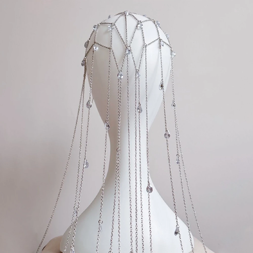 

Women's High-end Stage Catwalk, Mesh Rhinestone Style Headband Shiny Low-key Luxury Transparent Pendant, Fringed Headband