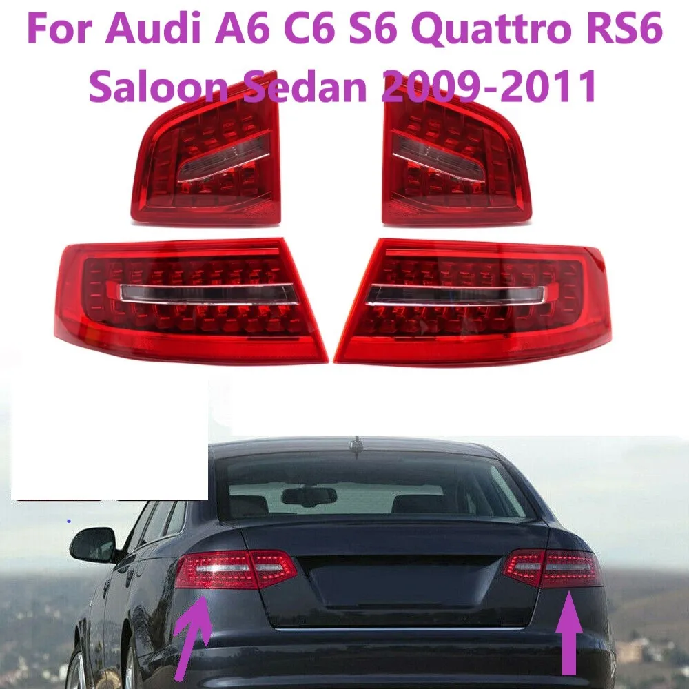 

For Audi A6 C6 S6 Quattro RS6 Saloon Sedan 2009-2011 Car Tail Light Assembly LED Turn Signal Brake Lamp 4F5945095J 4F5945096J