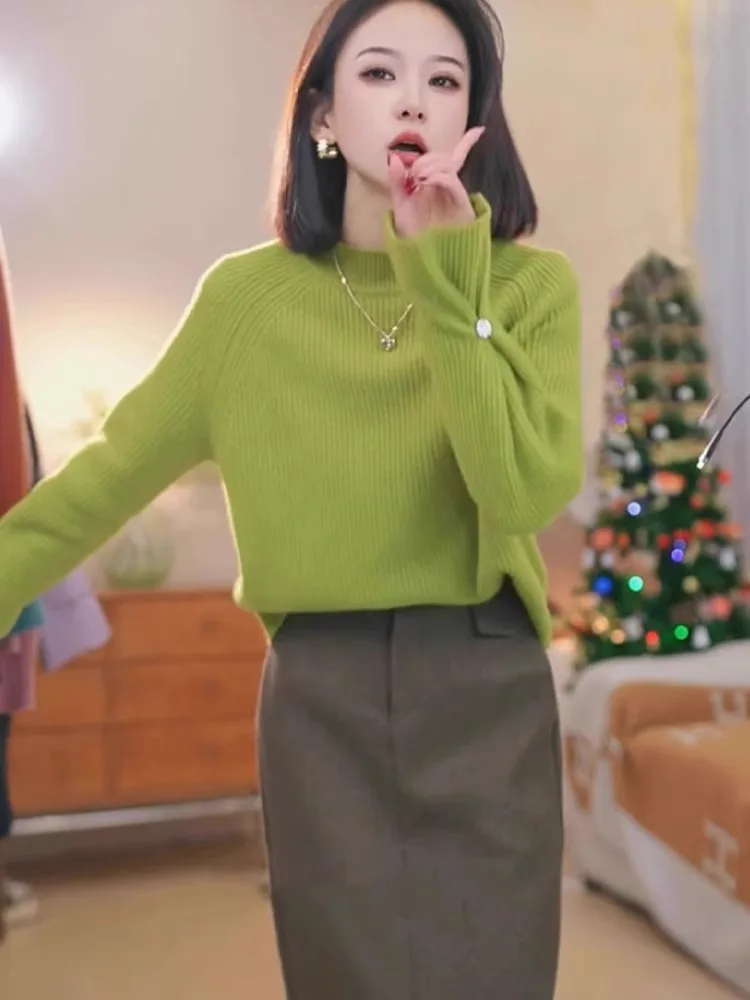 

Faionable Comfortable Color Casual Overhead Knitwear Ele Agel Versatile Commute Sli Lazy Base irt