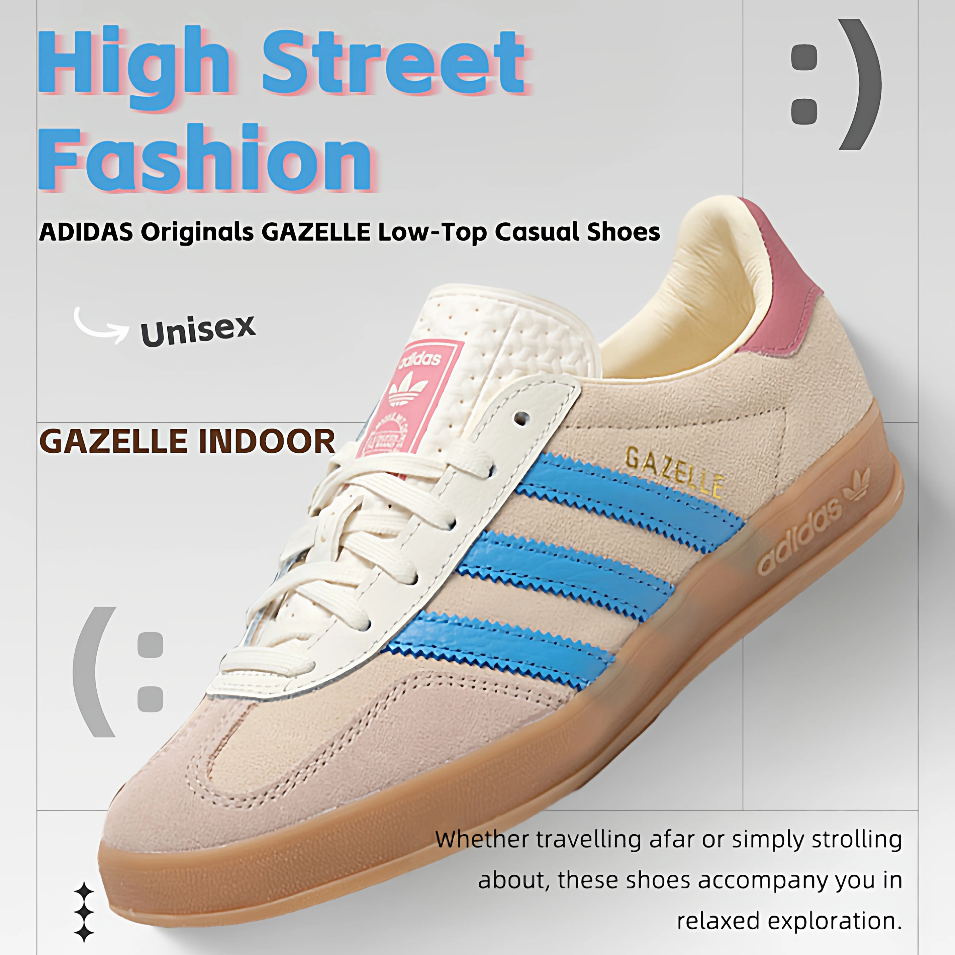 Adidas Gazelle Indoor Casual Shoes, Lightweight, Comfortable, Cushioning, Men's and Women's Shoes, Outdoor Jogging Shoes, Sports Shoes Jq0010