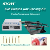 Kit de tallado de cera eléctrico SJK ultrafino con 6 uds puntas de cuchillo de cera para tallar pantalla Digital cera eléctrica herramientas de pluma de doble tallado