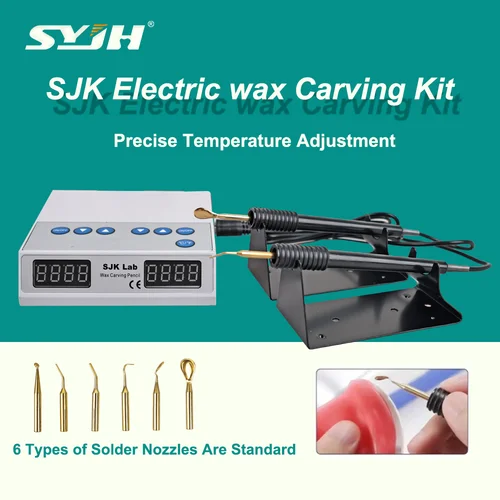 Kit de tallado de cera eléctrico SJK ultrafino con 6 uds puntas de cuchillo de cera para tallar pantalla Digital cera eléctrica herramientas de pluma de doble tallado
