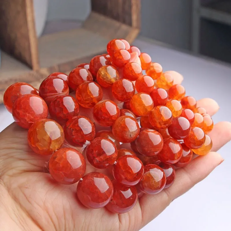 Red Agate Texture Scale Blood Men'S And Women'S Antique Single Circle Round Beads Bracelet