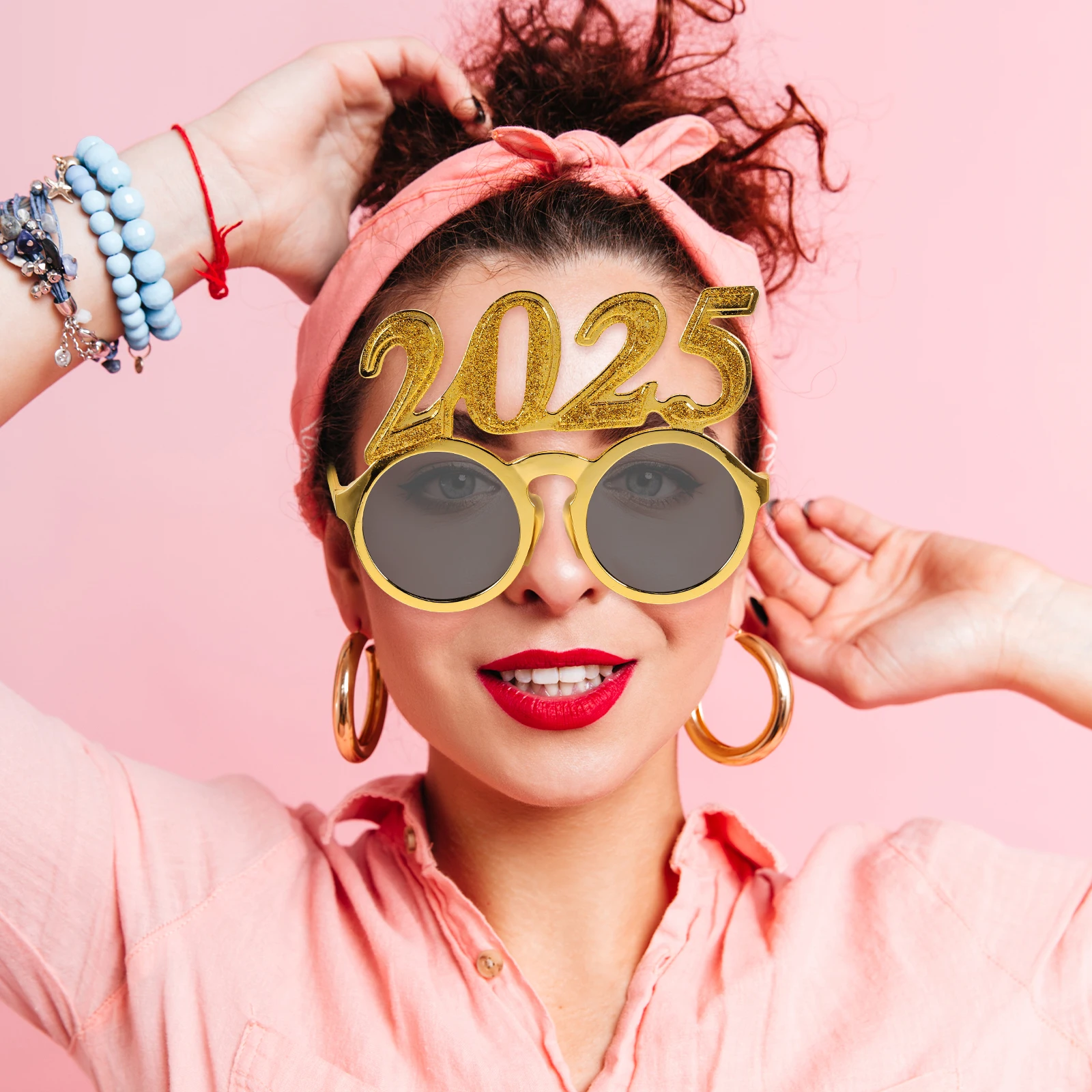 

New Year Digital Glasses 2025 Golden Plastic Eyewear Party Props Photo Sunglasses Cool Design Celebrations Supplies