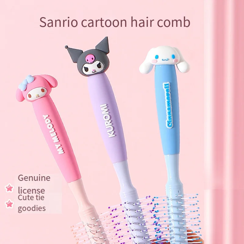 Sanrios Kuromi Cartoon Kawaii Girl Student Curling Comb Cute Portable Head Massage Fashion Simple Practical Smoothing Comb