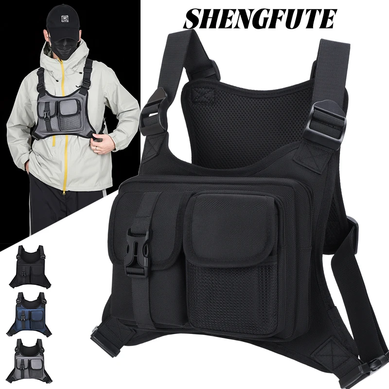 Tactical Chest Rig Bag Men Multi Pocket Harness Vest with Power Bank Compartment Outdoor Hiking Cycling EDC Gear Storage Pack
