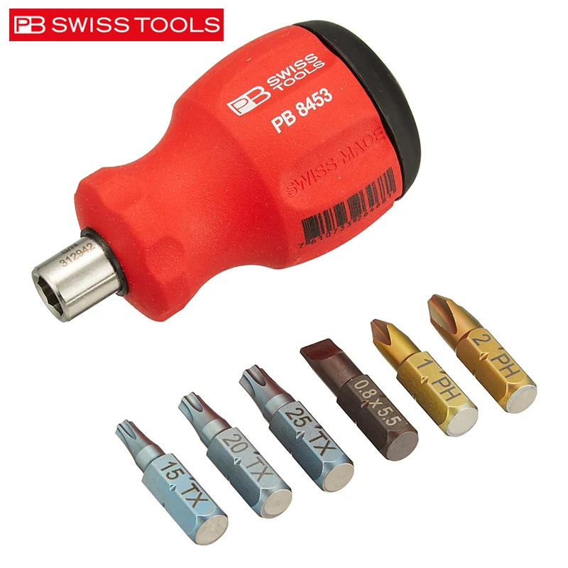 

PB Swiss Tools 8453 Multi-bit Combination Screwdriver Manual 6-in-1 Insider Stubby Pocket Tool PrecisionBits C6