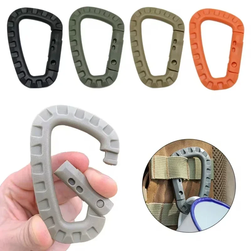 4Pcs Tactical Carabiner Set Plastic Steel Quick Hook Webbing  Lock Keychain Key Chain Outdoor Backpack Karabiner Buckle Camping