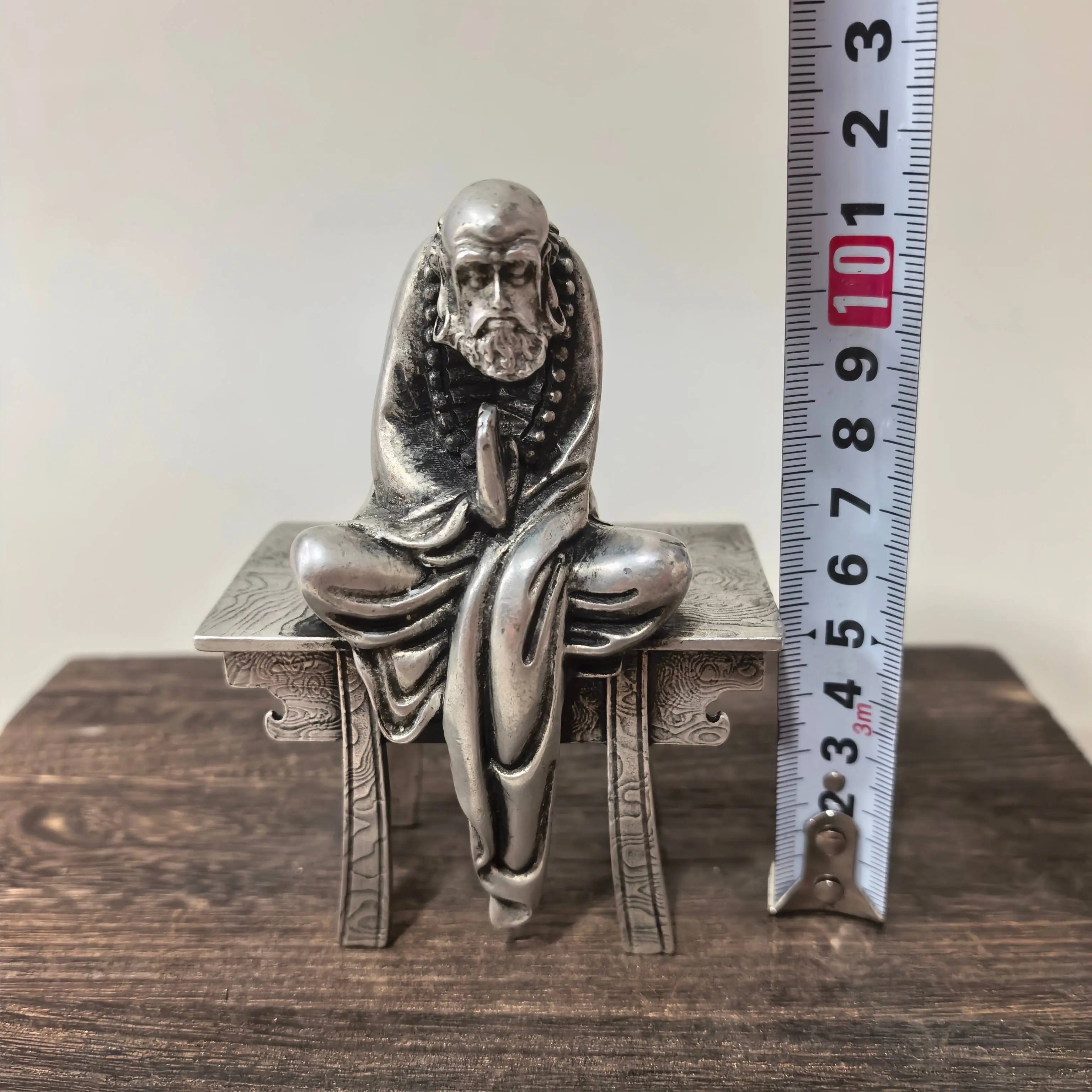 Antique ******lver Bench Dharma Buddha Dharma Patriarch Ornament Home Furnishing Living Room Tabletop Ornament Decorative Orname