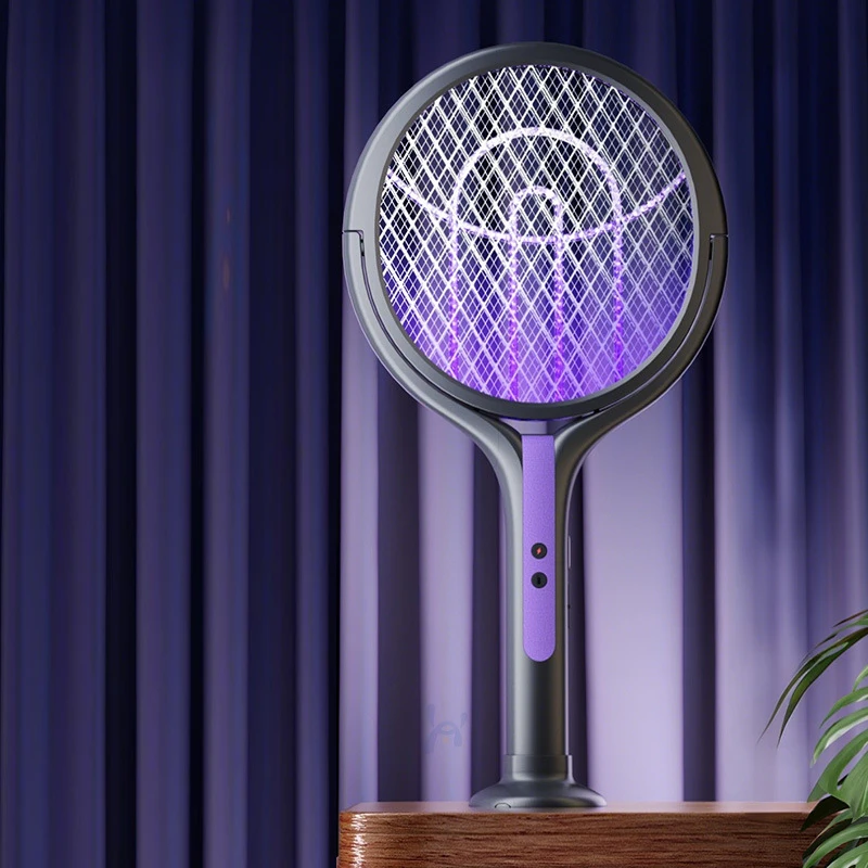 USB Rechargeable Electric Mosquito Swatter Foldable & Retractable Design with Auto LED Attractant Home Outdoor Bug Zapper