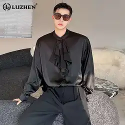 LUZHEN French Niche Design Long Sleeve Shirts Men's Elegant Solid Color Original Fashion Tops Gentleman Clothes 2025 New LZ2943